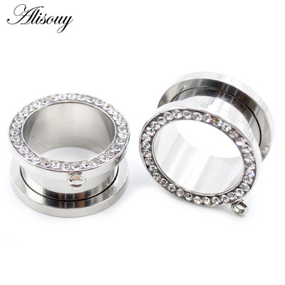 Alisouy 2 buc, 6-25 mm, fire de zircon din oțel inoxidabil, tuneluri pentru urechi, dopuri, expansoare de carne, targi, calibre, piercing, bijuterii pentru corp