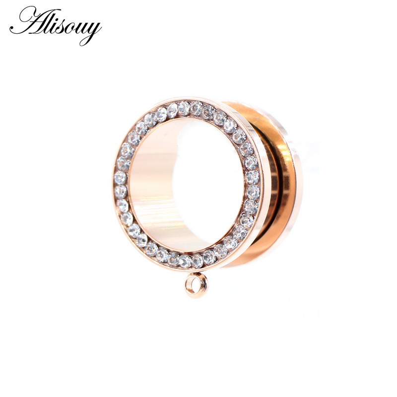 Alisouy 2 buc, 6-25 mm, fire de zircon din oțel inoxidabil, tuneluri pentru urechi, dopuri, expansoare de carne, targi, calibre, piercing, bijuterii pentru corp