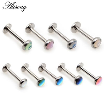 Alisouy 1 бр Opal Labret Трагус хрущял обеца 16G Пънк CZ Циркон Кръгъл трагус пръстен за устни Монро Пиърсинг на обеца за хрущял на ухото