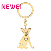 NEWEI Nerezová oceľ Pozlátené čivava prívesky na kľúče roztomilé domáce zvieratá kľúč od auta prívesok zvieratá šperky pre dámy dospievajúci prívesky