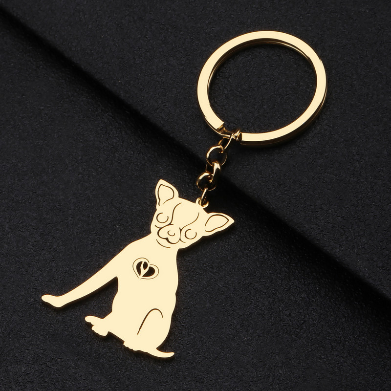 NEWEI Nerezová oceľ Pozlátené čivava prívesky na kľúče roztomilé domáce zvieratá kľúč od auta prívesok zvieratá šperky pre dámy dospievajúci prívesky