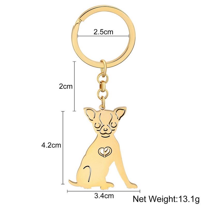 NEWEI Nerezová oceľ Pozlátené čivava prívesky na kľúče roztomilé domáce zvieratá kľúč od auta prívesok zvieratá šperky pre dámy dospievajúci prívesky