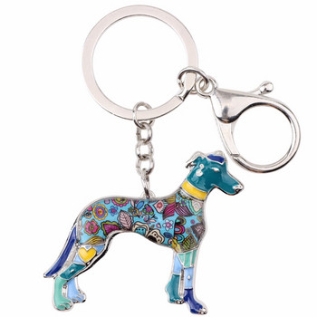 Bonsny κράμα σμάλτου Galgos Greyhound Μπρελόκ για σκύλους Μπρελόκ Δαχτυλίδια Ζωικά κοσμήματα για γυναίκες Κρεμαστό τσάντα Γούρια Δώρα για θήκη αυτοκινήτου