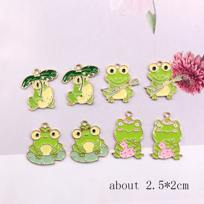 Mix 10kom/pak Slatka emajlirana žaba od legure privjesci Metalni crtani životinjski privjesak za naušnicu Privjesak za ključeve DIY izrada nakita