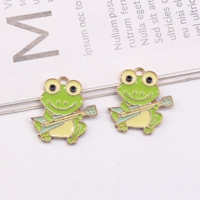 Mix 10kom/pak Slatka emajlirana žaba od legure privjesci Metalni crtani životinjski privjesak za naušnicu Privjesak za ključeve DIY izrada nakita