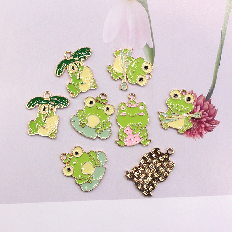 Mix 10kom/pak Slatka emajlirana žaba od legure privjesci Metalni crtani životinjski privjesak za naušnicu Privjesak za ključeve DIY izrada nakita