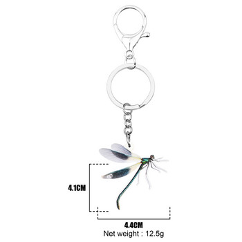 NEWEI Acrylic Cute Dragonfly Keychains Insect Key Ring Χαριτωμένα έντομα ζωικά κοσμήματα για γυναίκες λάτρεις Αξεσουάρ καινοτομίας τσάντας δώρου