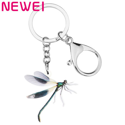 NEWEI Brelocuri drăguțe cu libelule din acrilic Inel cheie cu insecte Bijuterii cu animale drăguțe pentru insecte pentru femei iubite Accesorii pentru pungi de cadou