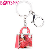 Bonsny Acrilic Încântător Geantă Model Breloc Breloc Inele Bijuterii Noutăți Pentru Femei Fete Cadouri Pandantiv Geanta Mașină Charms Petrecere