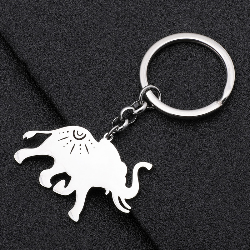 NEWEI Breloc cu elefant, din oțel inoxidabil, placat cu argint, chei de mașină, brelocuri pentru genți de mână, bijuterii pentru femei, fete, brelocuri