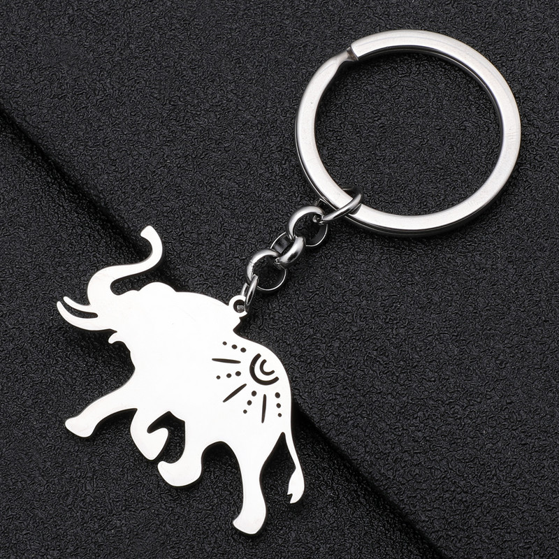 NEWEI Breloc cu elefant, din oțel inoxidabil, placat cu argint, chei de mașină, brelocuri pentru genți de mână, bijuterii pentru femei, fete, brelocuri