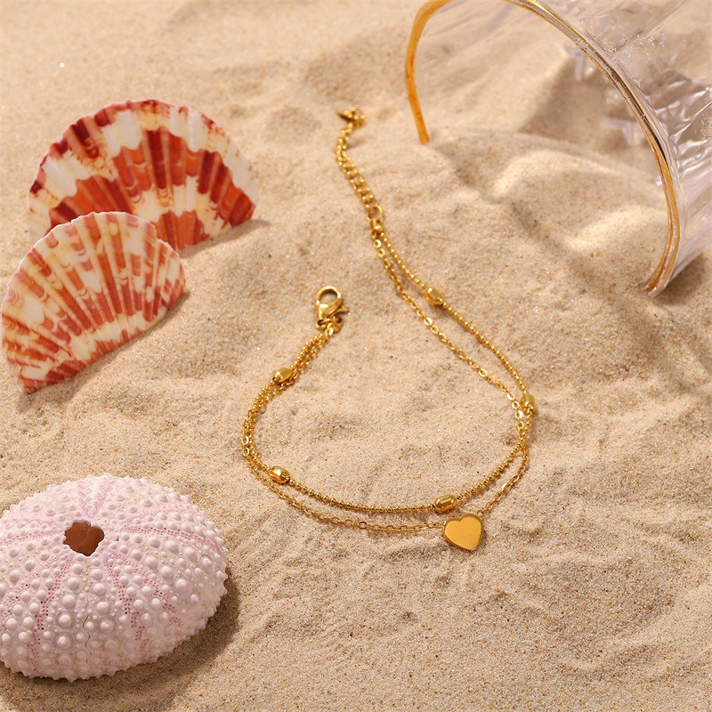 Youthway elegant Lanț oval inimă gleznă din oțel inoxidabil sandale femei gleznă desculț bijuterii de vară cadouri de plajă