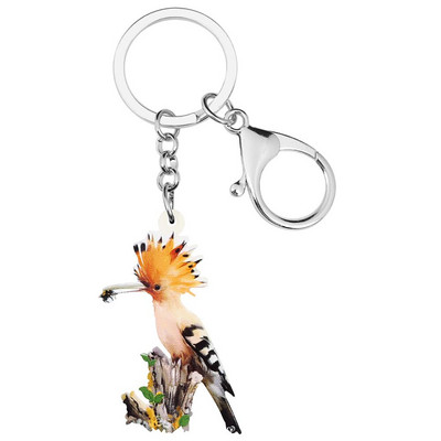 Breloc Newei acrilic drăguț cu hupă eurasiatică imprimeu Breloc lung cu animale bijuterii pentru femei, copii, adolescenți, cadou de festival, brelocuri pentru mașini