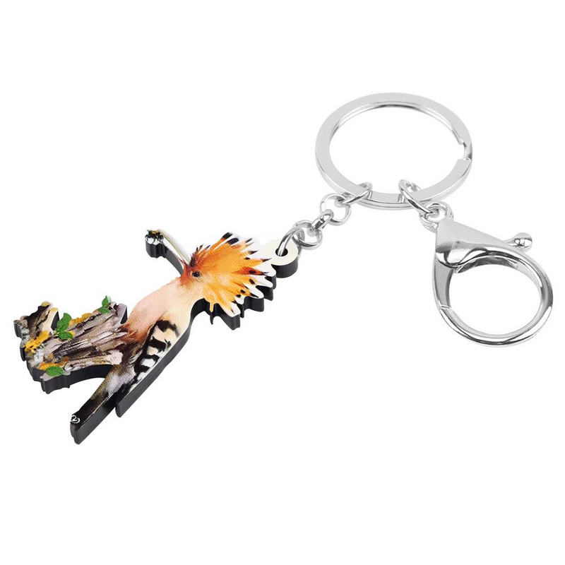 Breloc Newei acrilic drăguț cu hupă eurasiatică imprimeu Breloc lung cu animale bijuterii pentru femei, copii, adolescenți, cadou de festival, brelocuri pentru mașini