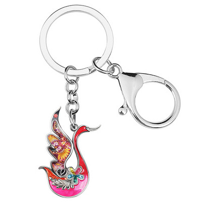 NEWEI Email Breloc Mental Floral Elegant Lebădă Breloc Unic Poșetă Auto Breloc Inel Bijuterii Pentru Femei Bărbați Adolescenți Charm Cadouri