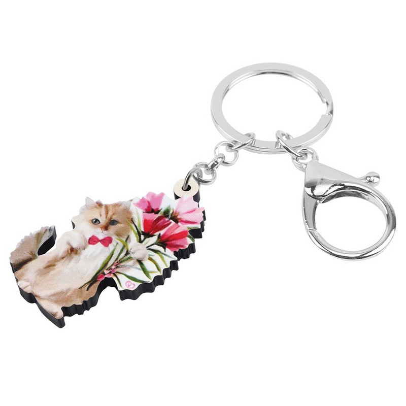 NEWEI Acrilic Ziua Îndrăgostiților Lanțuri chei cu flori pentru pisici Brelocuri cu animale Geantă Poșetă pentru mașini Decorații pentru femei, fete, adolescenți, farmece, cadou