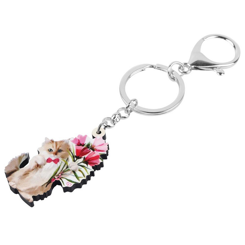NEWEI Acrilic Ziua Îndrăgostiților Lanțuri chei cu flori pentru pisici Brelocuri cu animale Geantă Poșetă pentru mașini Decorații pentru femei, fete, adolescenți, farmece, cadou