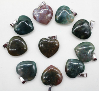 Естествен камък Опал Агат Кристал 20 мм Висулка във формата на сърце Талисмани за Направи си сам обеци Колиета Изработка на бижута Декоративни 12 бр./лот