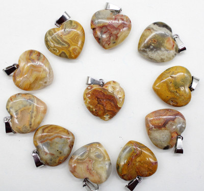 Piatră naturală Opal Agate Cristal 20mm Breloc pandantiv în formă de inimă pentru bricolaj Cercei Coliere Fabricarea de bijuterii decorative 12 buc/lot