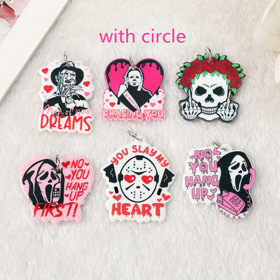 6 bucăți Brelocuri de Halloween Craniu cu degetul mijlociu Bijuterii din acrilic Constatări pentru cercei colier DIY