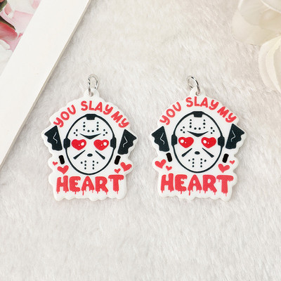 6 bucăți Brelocuri de Halloween Craniu cu degetul mijlociu Bijuterii din acrilic Constatări pentru cercei colier DIY