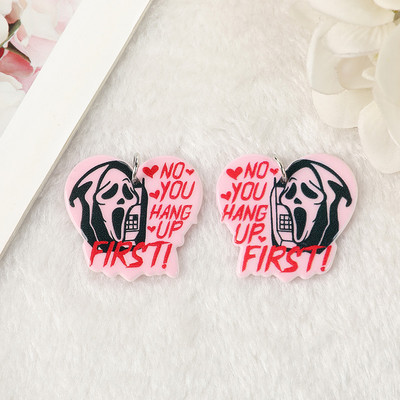 6 bucăți Brelocuri de Halloween Craniu cu degetul mijlociu Bijuterii din acrilic Constatări pentru cercei colier DIY