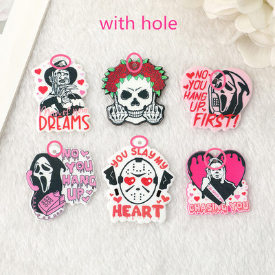 6 bucăți Brelocuri de Halloween Craniu cu degetul mijlociu Bijuterii din acrilic Constatări pentru cercei colier DIY