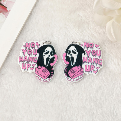 6 bucăți Brelocuri de Halloween Craniu cu degetul mijlociu Bijuterii din acrilic Constatări pentru cercei colier DIY