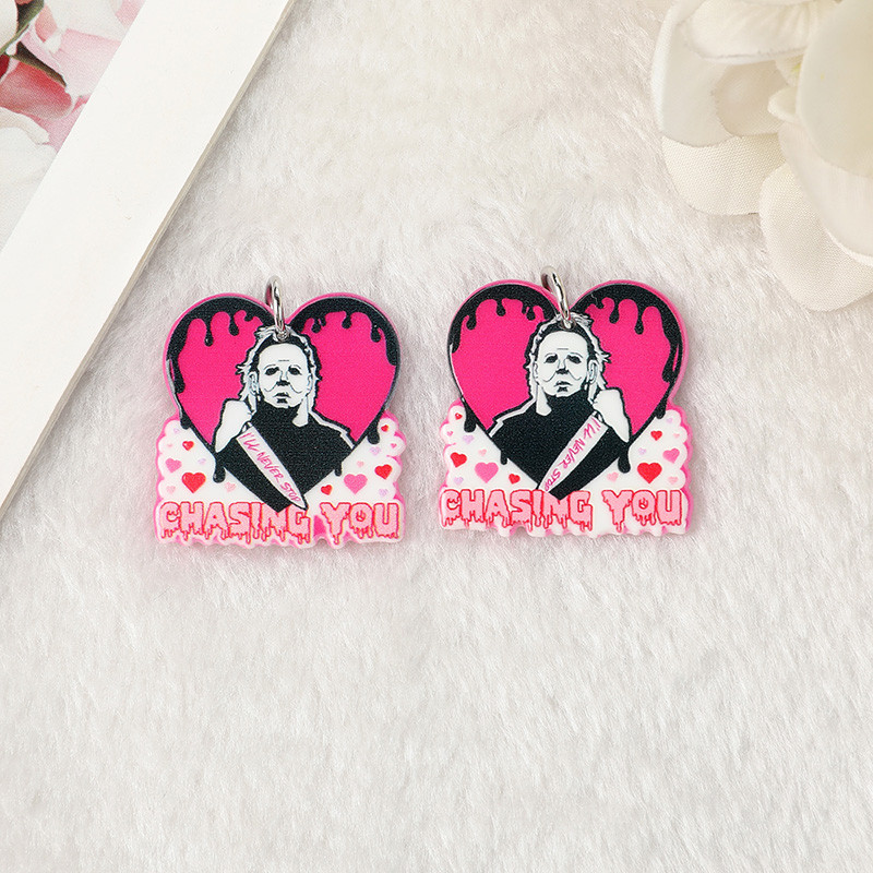 6 bucăți Brelocuri de Halloween Craniu cu degetul mijlociu Bijuterii din acrilic Constatări pentru cercei colier DIY