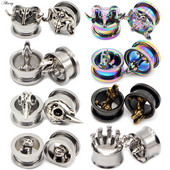 Alisouy 2 buc Piercing Ureche Indicatori Expander Dinoțel Inoxidabil Cercei Dinozaur dopuri Tuneluri Surub Moda Piercing Bijuterii pentru corp