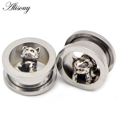 Alisouy 2 buc Piercing Ureche Indicatori Expander Dinoțel Inoxidabil Cercei Dinozaur dopuri Tuneluri Surub Moda Piercing Bijuterii pentru corp