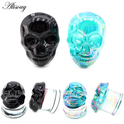 Alisouy 2vnt Nauja kaukolė, apvali stiklai, moteriški vyriški ausų kištukai, tuneliai, matuokliai, neštuvai, ilgintuvai, auskarai, auskarų vėrimas, kūno papuošalai