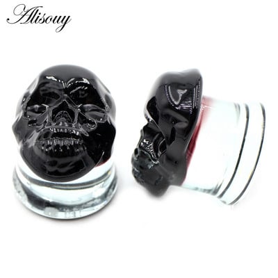 Alisouy 2vnt Nauja kaukolė, apvali stiklai, moteriški vyriški ausų kištukai, tuneliai, matuokliai, neštuvai, ilgintuvai, auskarai, auskarų vėrimas, kūno papuošalai