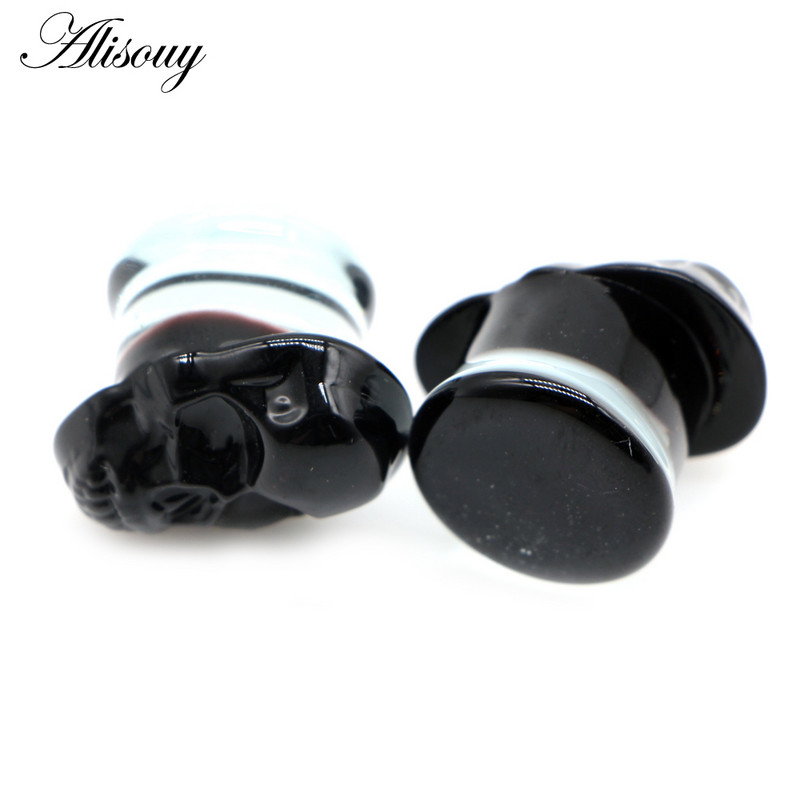 Alisouy 2vnt Nauja kaukolė, apvali stiklai, moteriški vyriški ausų kištukai, tuneliai, matuokliai, neštuvai, ilgintuvai, auskarai, auskarų vėrimas, kūno papuošalai