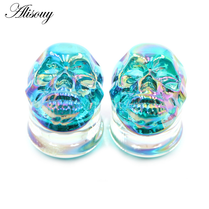 Alisouy 2vnt Nauja kaukolė, apvali stiklai, moteriški vyriški ausų kištukai, tuneliai, matuokliai, neštuvai, ilgintuvai, auskarai, auskarų vėrimas, kūno papuošalai