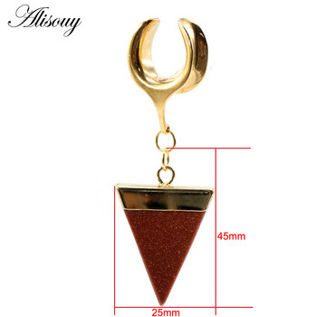 Alisouy 1 бр. 6-25 mm триъгълник от неръждаема стомана, стрела, камък, висулка, седло, ухо, тунел, тапа, разширител, носилки, пиърсинг, бижута за тяло