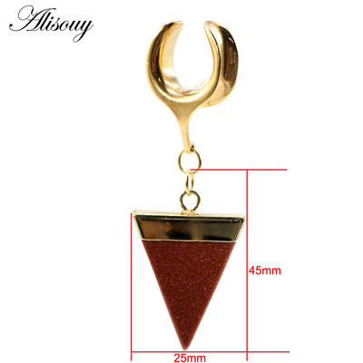 Alisouy 1db 6-25mm rozsdamentes acél háromszög nyíl kő medál nyereg fül alagút dugó bővítő hordágy piercing test ékszer