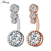 Alisouy 1 buc Inele de buric sexy cu zirconiu pentru buric, cristal chirurgical, din oțel inoxidabil pentru femeie, piercing cu mreană, bijuterii pentru corp