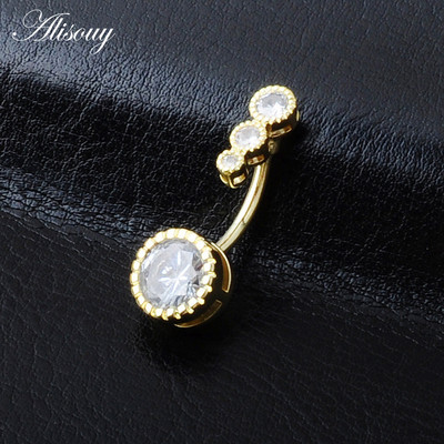 Alisouy 1 buc Inele de buric sexy cu zirconiu pentru buric, cristal chirurgical, din oțel inoxidabil pentru femeie, piercing cu mreană, bijuterii pentru corp