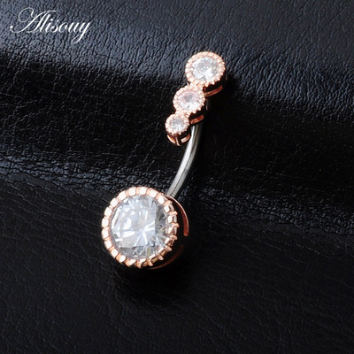Alisouy 1 buc Inele de buric sexy cu zirconiu pentru buric, cristal chirurgical, din oțel inoxidabil pentru femeie, piercing cu mreană, bijuterii pentru corp
