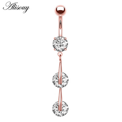 Alisouy New Fashion 1buc Zircon Floare Argintiu Oțel Piercing Buric Inele pentru Buric Piercing Bijuterii pentru corp pentru femei