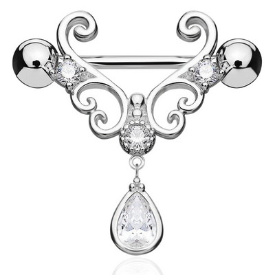 Alisouy 1 kom. Novo 316L srce od nehrđajućeg čelika, žene, djevojke, bradavice, piercing nakit, suza, cirkon, viseći prsten za bradavice, uteg