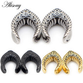 Alisouy 2db 8mm-25mm rozsdamentes acél Retro nyereg fülalagút dugó bővítő hordágy mérőeszközök testpiercing ékszer fülbevaló ajándék