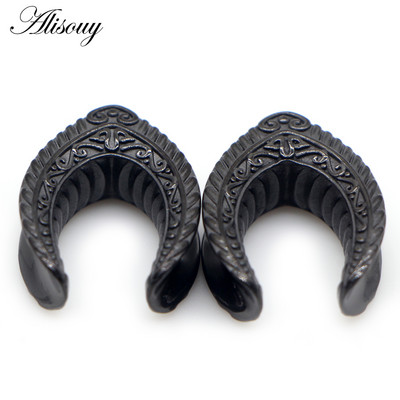 Alisouy 2db 8mm-25mm rozsdamentes acél Retro nyereg fülalagút dugó bővítő hordágy mérőeszközök testpiercing ékszer fülbevaló ajándék