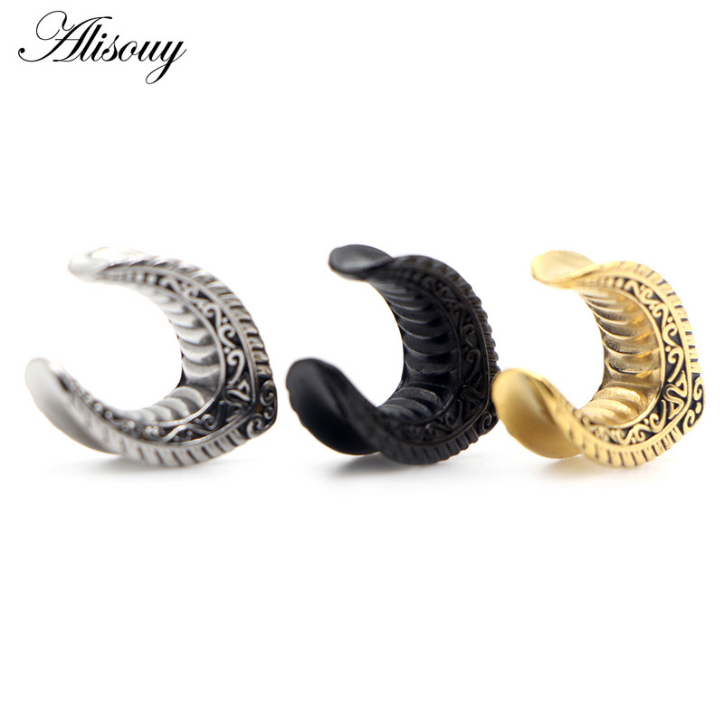Alisouy 2db 8mm-25mm rozsdamentes acél Retro nyereg fülalagút dugó bővítő hordágy mérőeszközök testpiercing ékszer fülbevaló ajándék
