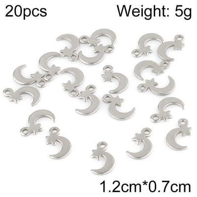 20 buc/lot pandantive cu farmecul inimii din oțel inoxidabil pandantiv cu stea și lună, pentru bricolaj, cercei, colier, bijuterii, accesorii