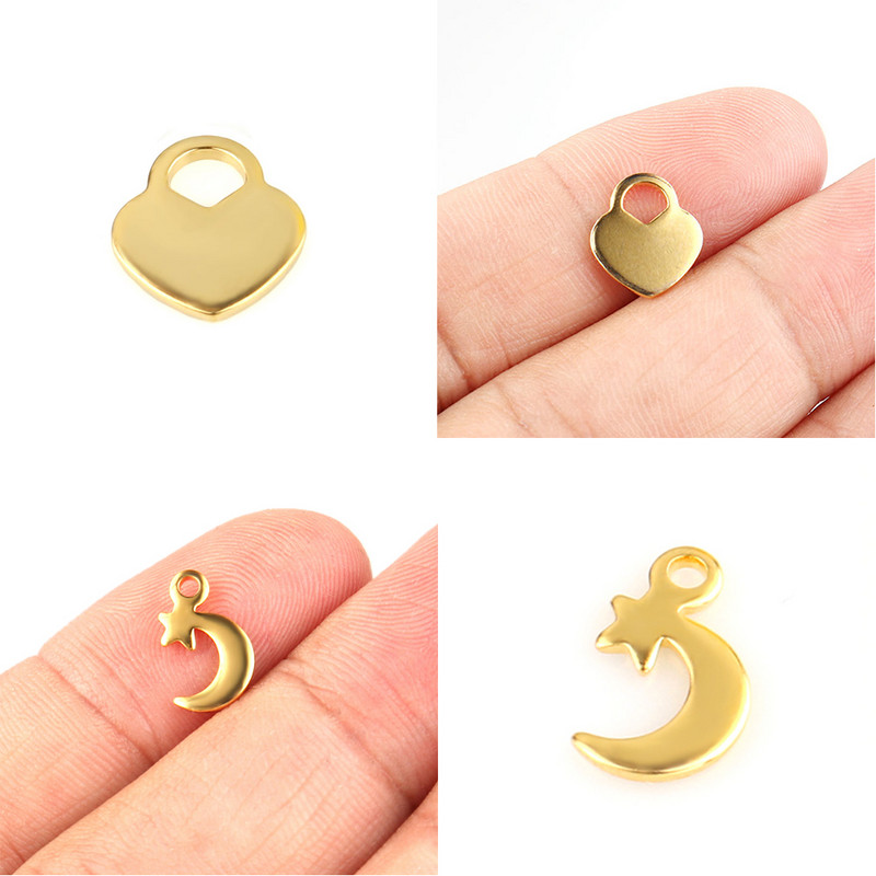 20 buc/lot pandantive cu farmecul inimii din oțel inoxidabil pandantiv cu stea și lună, pentru bricolaj, cercei, colier, bijuterii, accesorii