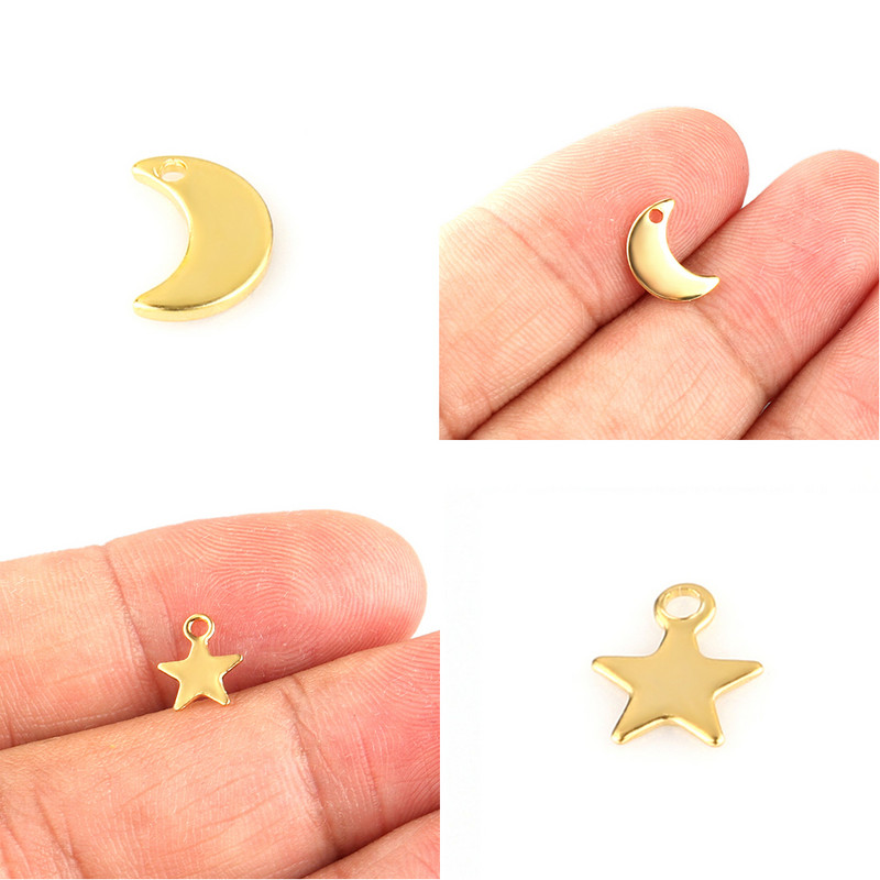 20 buc/lot pandantive cu farmecul inimii din oțel inoxidabil pandantiv cu stea și lună, pentru bricolaj, cercei, colier, bijuterii, accesorii