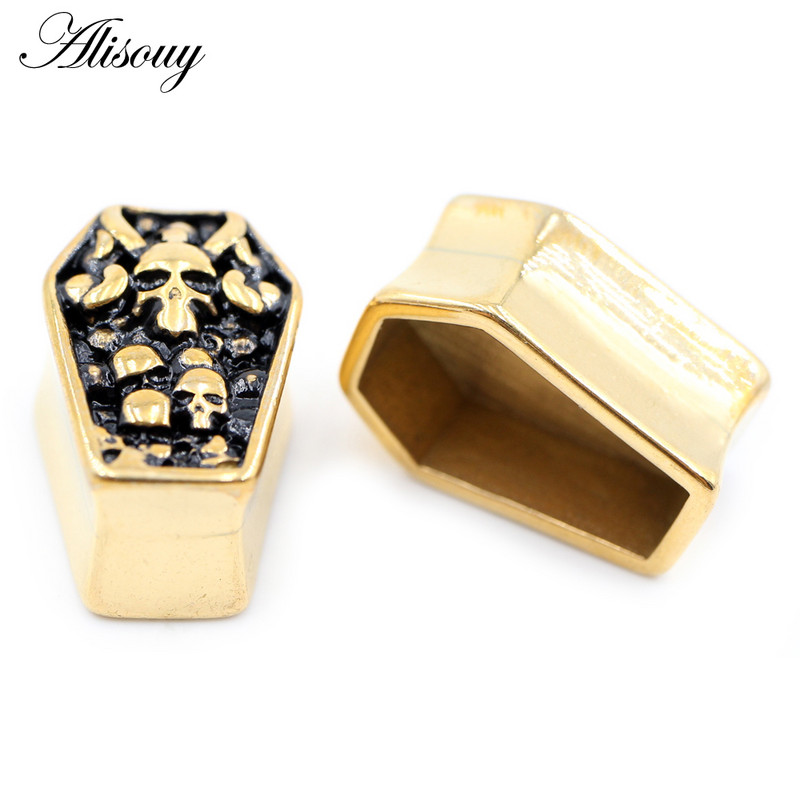 Alisouy 2 bucăți noi schelet sicriu din oțel inoxidabil hexagon craniu tunel urechi dopuri expansor targă calibre corp piercing bijuterii