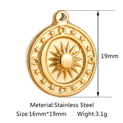 3 buc/lot din oțel inoxidabil turnat Sunburst Sun Moon Star Charms Pandantiv pentru DIY Colier Brățară Cercei Accesorii de bijuterii
